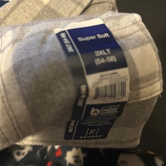 George 3XLT (54-56) Men's Long Sleeve Flannel Shirt Grey and White Plaid NWT - Picture 5 of 6
